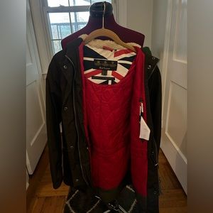 Green Barbour jacket with sherpa lined hood